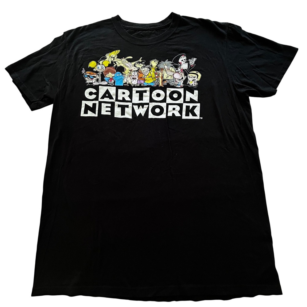 Cartoon Network Mens Black Graphic T-Shirt 90s 2000s Characters Retro Tee L